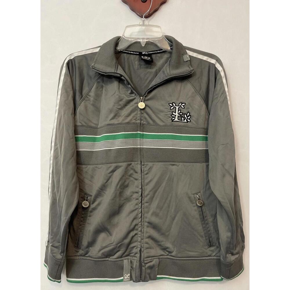 LRG Mens Large Gray Zip-Up Embroidered Collared Zip-Pocket Track Jacket! M1500